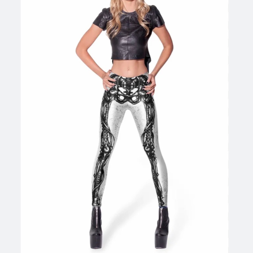 Blackmilk • XS • Mechanical Bones White Leggings